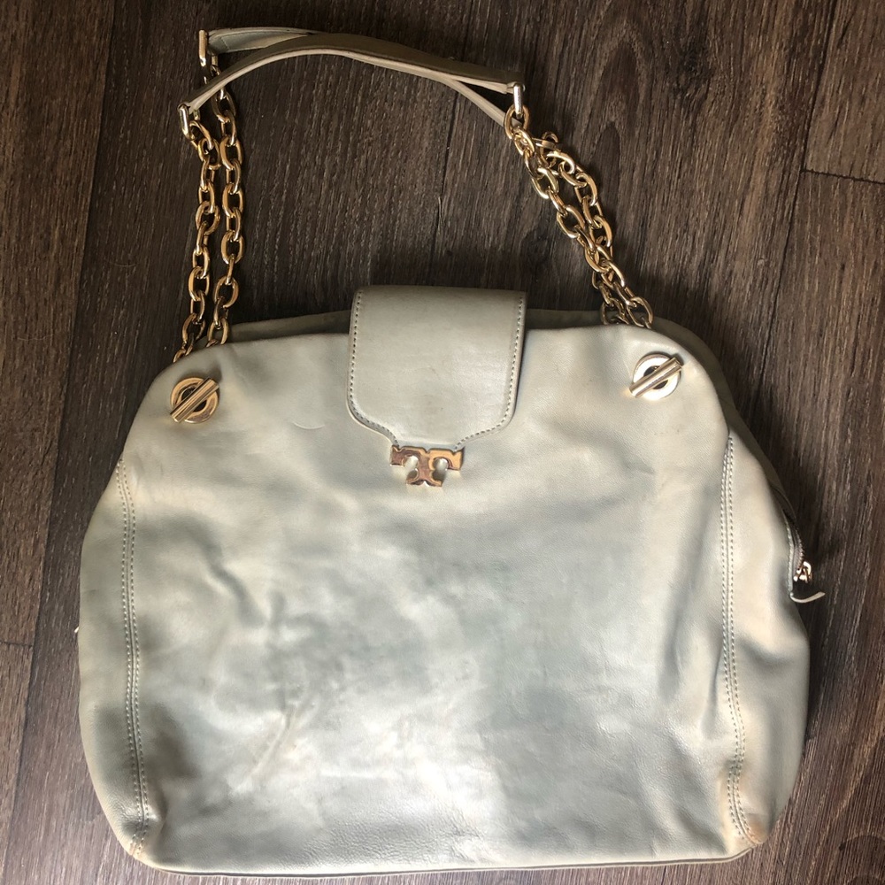 Authentic leather sea foam blue TORY BURCH purse
